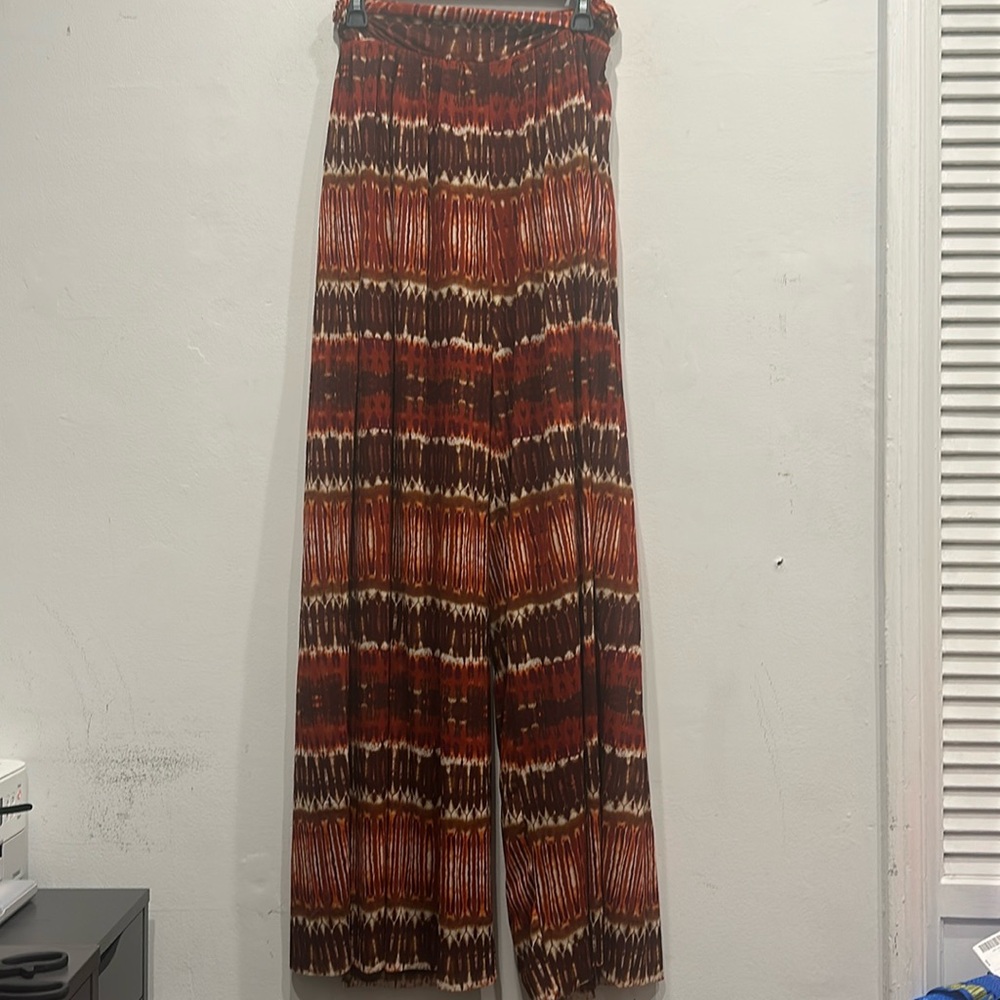 Torn by Ronny Kobo red Tie Dye Wide Leg pants XS 60s 70s beach travel boho
